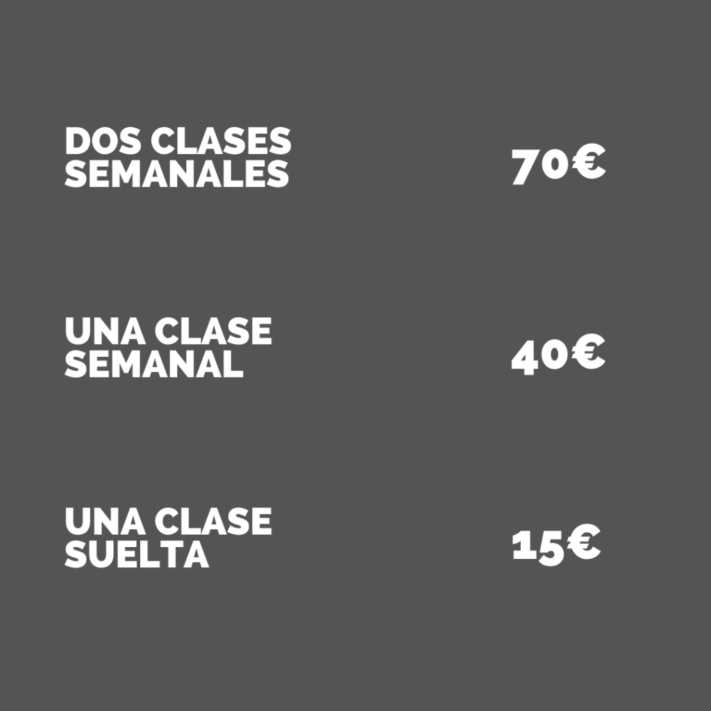 Una clase a la semana 40 euros. Dos setenta.